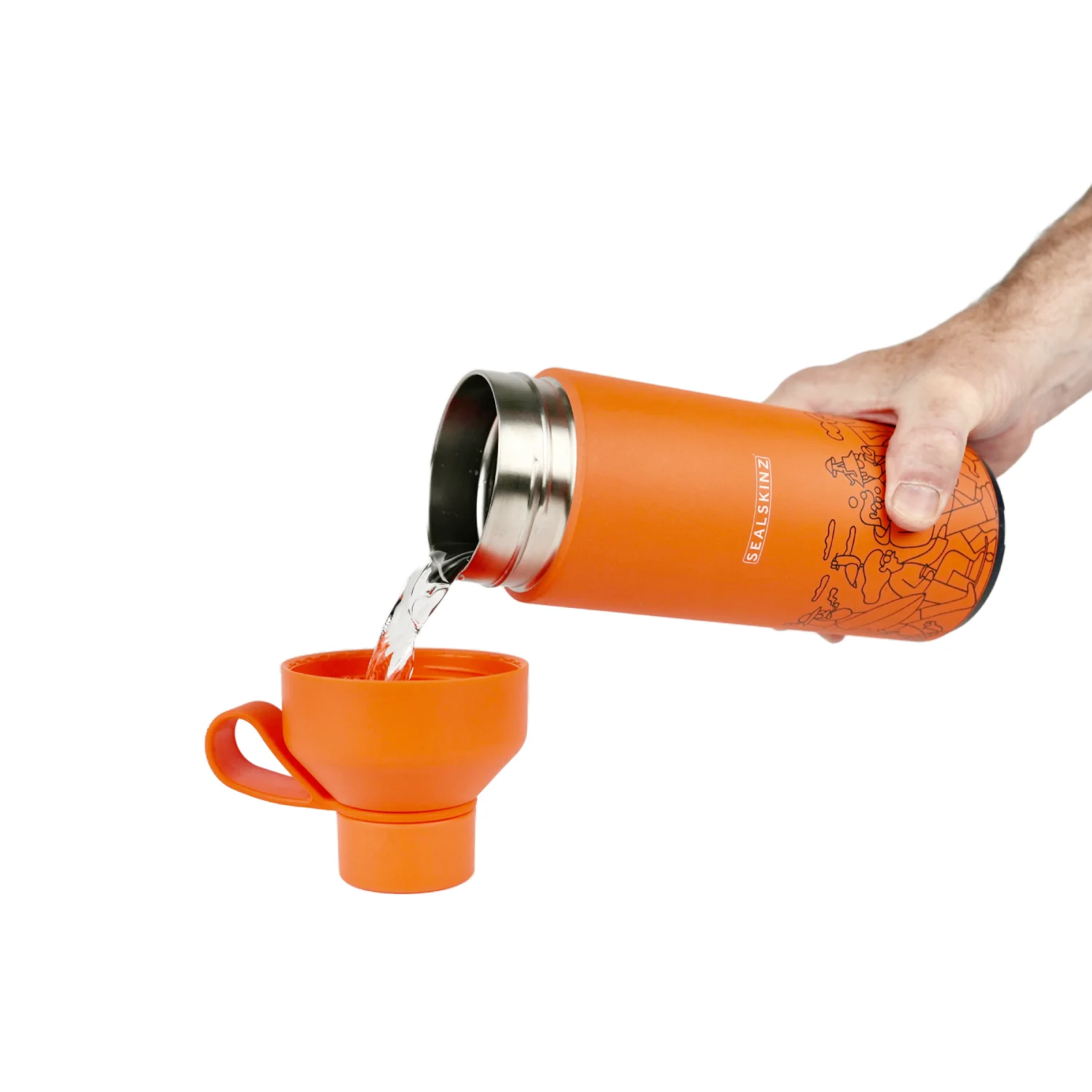 Sealskinz x Ocean Bottle - Reusable Water Bottle (Sun Orange 1 Litre) - Image 6